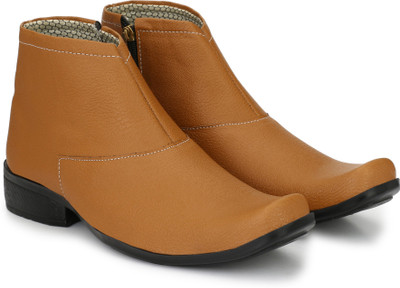 Shoe Island Â® POPULAR Chelsea-X â¢ Tan Brown Leatherette Zipper High Ankle Length Casual Chelsea Boots Boots For Men(Tan