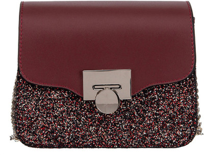 

peaubella Women Evening/Party Maroon Synthetic Leather Sling Bag