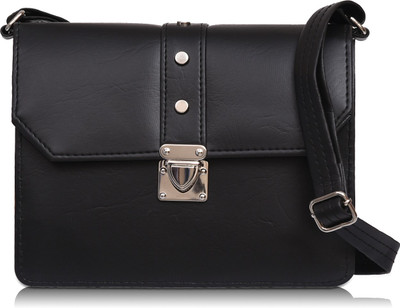 Aisna Women Evening/Party, Casual Black PU Sling Bag