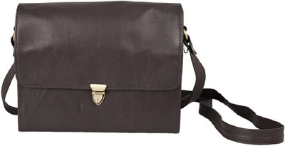 

TRYSCO Girls Casual Brown Genuine Leather Sling Bag