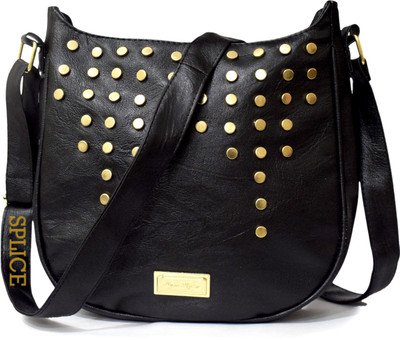 

SPLICE Women Casual Black PU Sling Bag