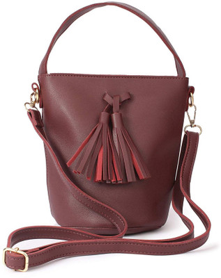 

MultiZone Women Casual Maroon PU Sling Bag