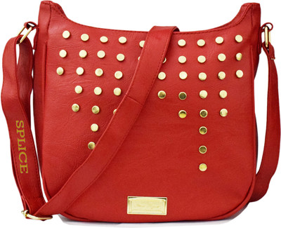 

SPLICE Women Casual Red PU Sling Bag