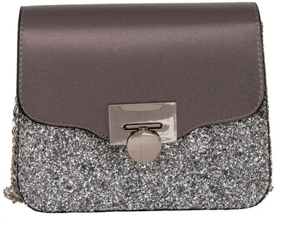 

peaubella Women Evening/Party Silver Synthetic Leather Sling Bag