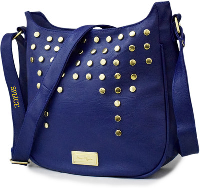 

SPLICE Women Casual Blue PU Sling Bag