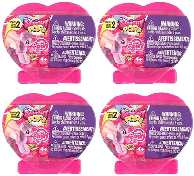 

Hasbro Set Of 4 My Little Pony Suprise Fashems Squishy Pops - Heart Shaped Capsules - Special Edition (Series 2)(Pink)