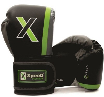 XpeeD XP_302 Kickboxing Black Green PVC Kicking Training Practice Boxing Gloves(Black)