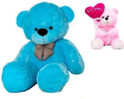 

THE HIGH THINKING TOYS Combo Offer Pack of Two Cutest Blue Teddy Bear 3 Feet & Pink Balloon Teddy Bear with I Love you heart 18 Cm - 90 cm(Blue, Pink)