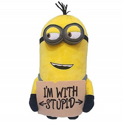 

skky bell Premium Minions Soft Toy I Am with Stupid Holding- 20 cm with Hanging Hook Car Hanging/Birthday Gift for Kids/Friends/Family - 20 cm - 20 cm(Yellow)