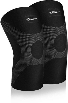 

JoyFit Knee Compression Sleeve Pair with Neoprene Pad for Pain, Squats, Sports, Running Knee Support (, Black, Grey