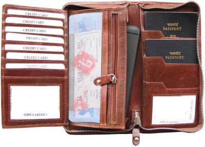 

ABYS Men Maroon Genuine Leather Wrist Wallet(13 Card Slots)