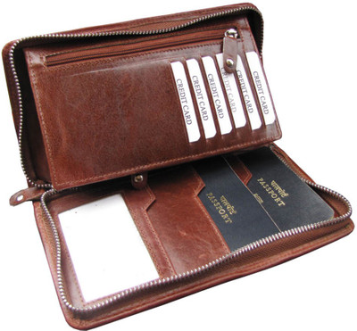 

ABYS Women Maroon Genuine Leather Wrist Wallet(13 Card Slots)