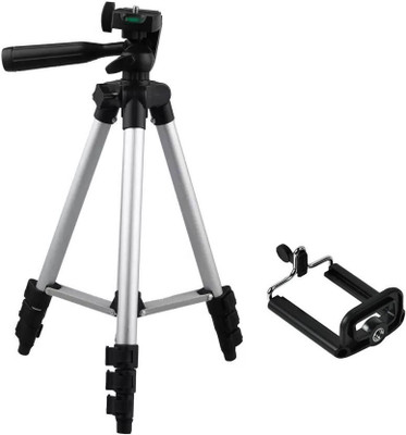 

Blue Birds Tripod-3110 Adjustable Aluminium High Quality Lightweight Camera Stand With Three-Dimensional Head & Quick Release Plate For Video Cameras, DSLR, Portable Tripod With Mobile Clip Holder Tripod(Silver, Black, Supports Up to 1500 g)