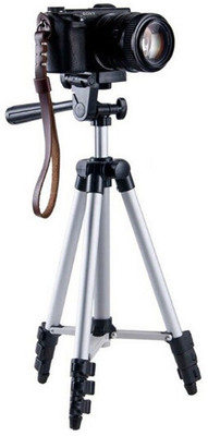 

Blue Birds Tripod-3110 Portable Adjustable Aluminium High Quality Lightweight Camera Stand With Three-Dimensional Head & Quick Release Plate For Video Cameras, Tripod With Mobile Clip Holder Bracket, Fully Flexible Mount Cum Tripod Tripod(Silver, Black, S