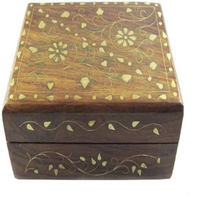 

Triple S Handicrafts Wooden Flower printed Square Vanity Box Makeup and Jwellery Vanity Box(Multicolor)
