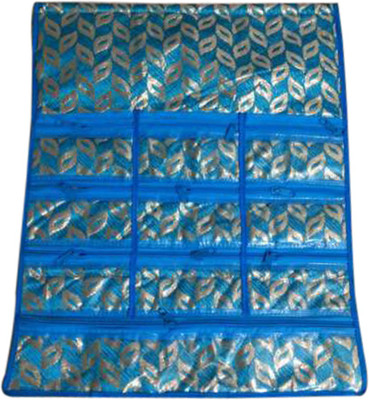 

Shriya Collection Jewellery And Bindi Hanging (10 Chain) Transparent Jama Material With Handle Makeup And Jewellery Vanity Box(Blue)