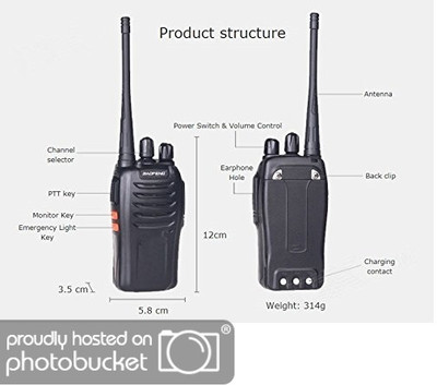 

visionrabbit Walkie Talkie UHF400-470MHZ BF-888S Portable Ham baofeng 888s CB Radio Walkie Talkie(Black)