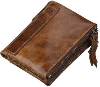 

anj Men Brown Genuine Leather Wallet(3 Card Slots)