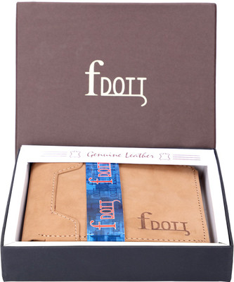 F DOTT Men Tan Genuine Leather Wallet(6 Card Slots)