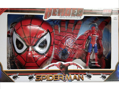 

toyuniverse Spiderman Accessories Including Disc Launcher,Mask,Hand Gloves and a Spiderman Figure Toy Set(Red)