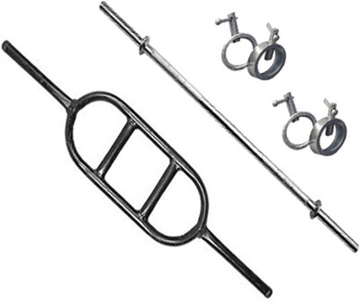 

StepInnStore "Supreme Quality" Egg Rod & Straight Bar For Biceps+Triceps Multi-training Bar(Silver, Grey), Grey;silver
