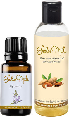

Geeleemitti Almond Carrier Oil and Pure Rosemary Essential Oil to be diluted and used for Hair, Skin and Face(110 ml)