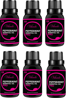 

VIHADO 5X PRO Peppermint Essential Oil 100% Pure Natural & Therapeutic Grade For Aromatherapy, Skin, Acne & Hair Growth (20 ml) (Pack of 6)(20 ml)
