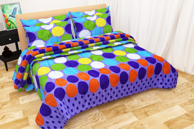 Shree Shyam 120 TC Polycotton Double Printed Fitted & Flat Bedsheet(Pack of 1, Multicolor)