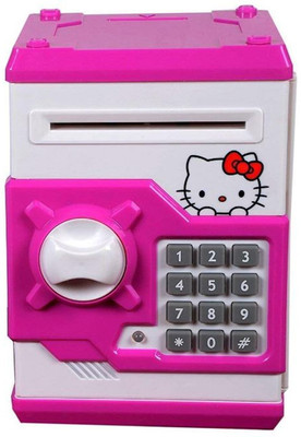 

NIYAMAT Kitty ATM for Kids Anti Theft Money Safe ATM Smart Electronic Lock Piggy Coin Bank(Multicolor)