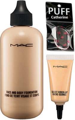 

catherine silicon puff with mac face and body foundation, select cover up concealer(Set of 3)
