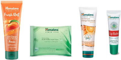 

Himalaya FRESH START PEACH OIL FACE WASH ,NEEM FACAIL WIPES, TAN REMOVAL ORANGE FACE SCRUB(Set of 3)