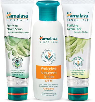

Himalaya SUN SCREEN LOTION ,PURIFYING NEEM PACK , PURIFYING NEEM SCRUB(Set of 3)