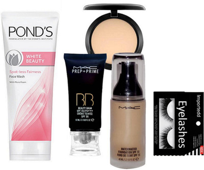 

Importedd Eyelashes, MAC Matchmaster Foundation With B B Beauty Balm Foundation,Studio Fix Compact, Pond's White Beauty Spot-Less Fairness Face Wash(Set of 5)