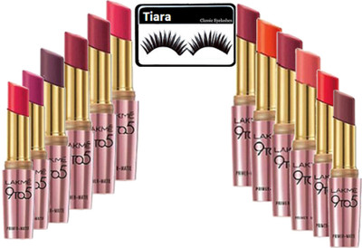 

tiara Eyelashes , Lakme 9 to 5 liptick Pack Of 12(Set of 13)