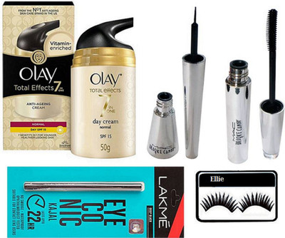 

ellie Eyelashes With Brooke Candy Eyeliner & Mascara & Olay Anti Ageing Cream, Eyeconic Kajal(Set of 5)