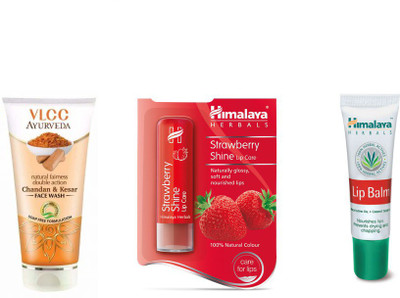 

Himalaya Strawberry Shine Lip Balm, Chandan Kesar Face Wash, Lip Balm(Set of 3)