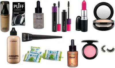 

Ultimate Silicon Puff With Face And Body Foundation And match master Foundation & Pink Shade Blusher,Prep+Primer Highlight,Primer Oil,Studio Fix Compact,Matte Finish Long Lasting Lipstick,Eyelashes,Haute And nauty Double Effect Mascara,liquid Eyeliner& Ma