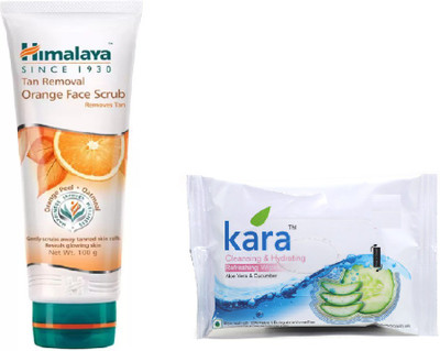 

Himalaya TAN REMOVAL ORANGE FACE SCRUB, KARACLEANSING HYDRATING WIPES(Set of 2)