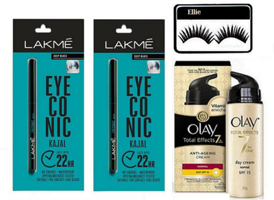 

ellie Eyelashes With Eyeconic Kajal Pack Of 2 & Olay Anti Ageing Cream(Set of 4)