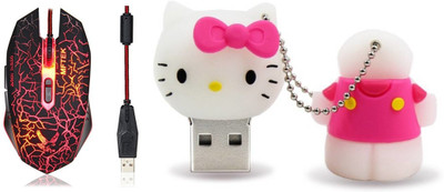 

DARK EDGE XM-508 Wired Optical Gaming Mouse With Kitty Cat 16 GB Pen Drive Combo Set