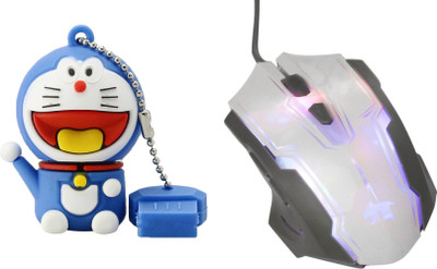 

DARK EDGE LJ806 Wired Optical Gaming Mouse With Doraemon Fancy USB Flash Drive 16 GB Combo Set