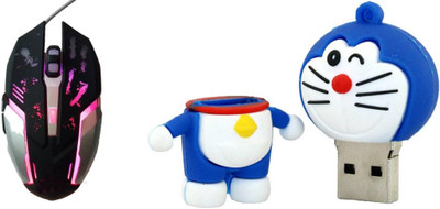 

DARK EDGE RM200 Wired Optical Gaming Mouse With Doraemon Fancy USB Flash Drive 16 GB Combo Set