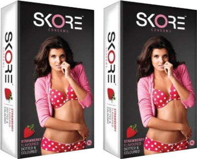 Skore STRAWBERRY PACK OF 2 Condom(Set of 2, 20S)