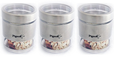 

Pigeon - 400 ml Steel Grocery Container, Tea Coffee & Sugar Container, Spice Container(Pack of 3, Silver)