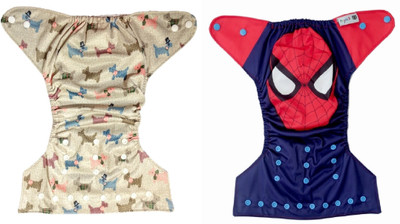 Triple B Combo of 2 Pcs Diaper & 2 Pcs 3 Layer microfiber insert pad cloth diaper - Pack Of 2 - Spiderman - L(2 Pieces)