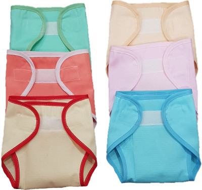 

Triple B Muslin Cotton Reusable Padded Cloth Nappies With Velcro Set Of 6 - (6-9 Months) - M(6 Pieces)