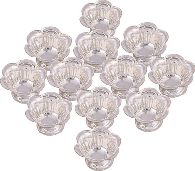 

Shreeng silver plated set of 12 flower diyas 12 pcs. Stainless Steel(Silver)