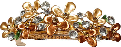 

Utopian Foliage Enamel and Crystal Hair Clip(Brown, Gold)