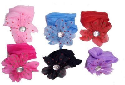 

NERR Headband for Baby Girl Ribbon Flower Headband Hair Band Head Band set of 6 (color may vary) Rubber Band (Multicolor) Hair Band(Multicolor)