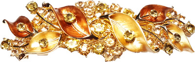 

Utopian Foliage Enamel and Crystal Hair Clip(Brown, Gold)